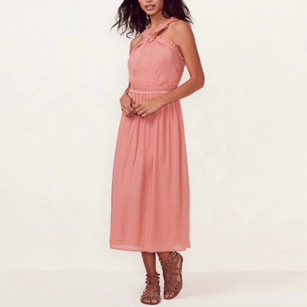 Dress LC Lauren Conrad Orange Medium Midi - Picture 1 of 7